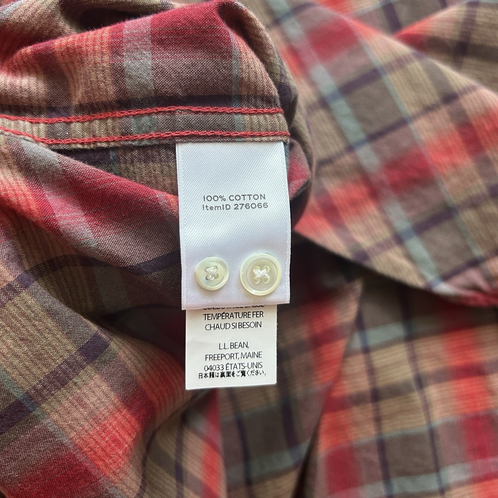 LL Bean Mens Button Down Plaid Double Pocket Shirt Short Sleeve Size XL - Picture 11 of 12
